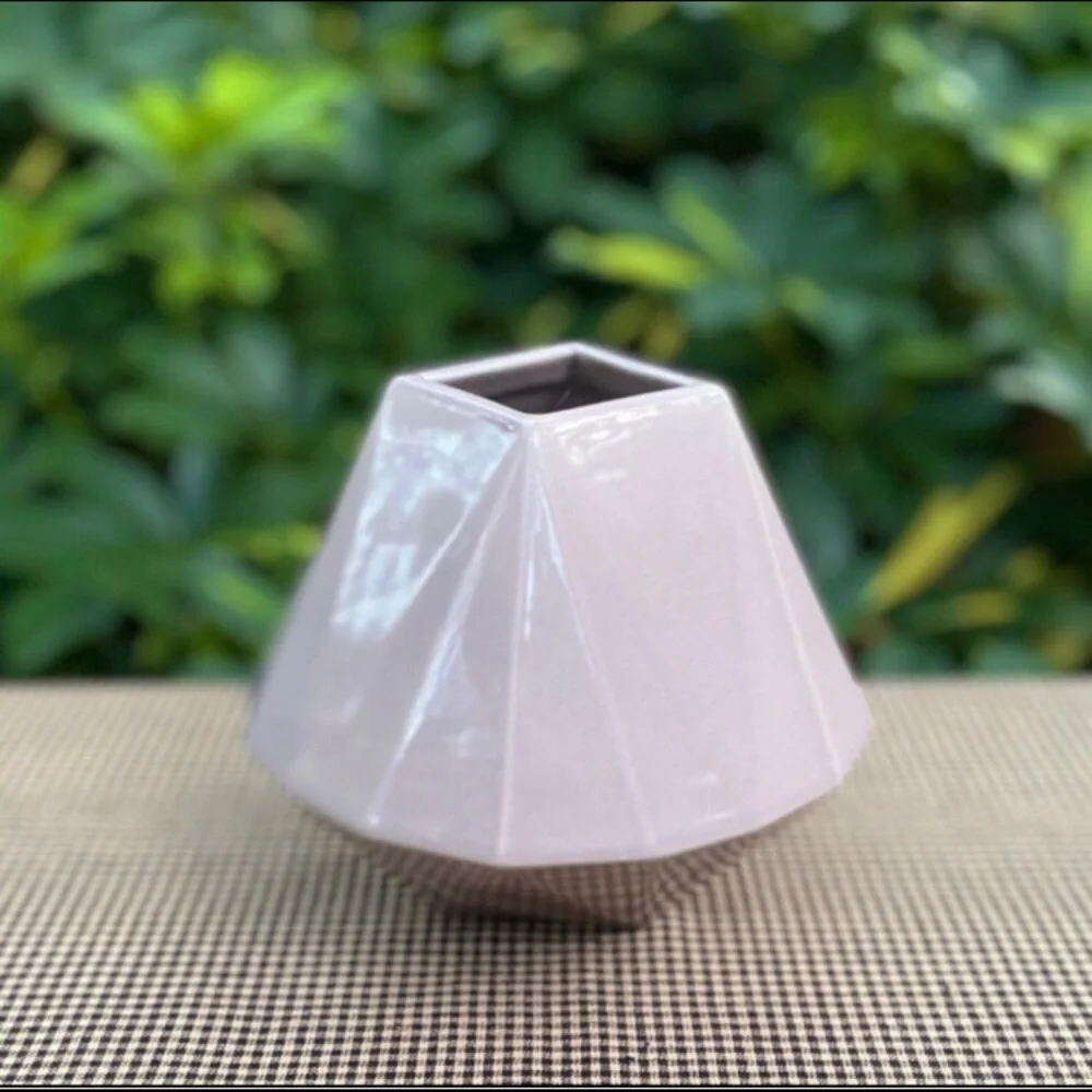 West Elm Taupe Faceted Vase